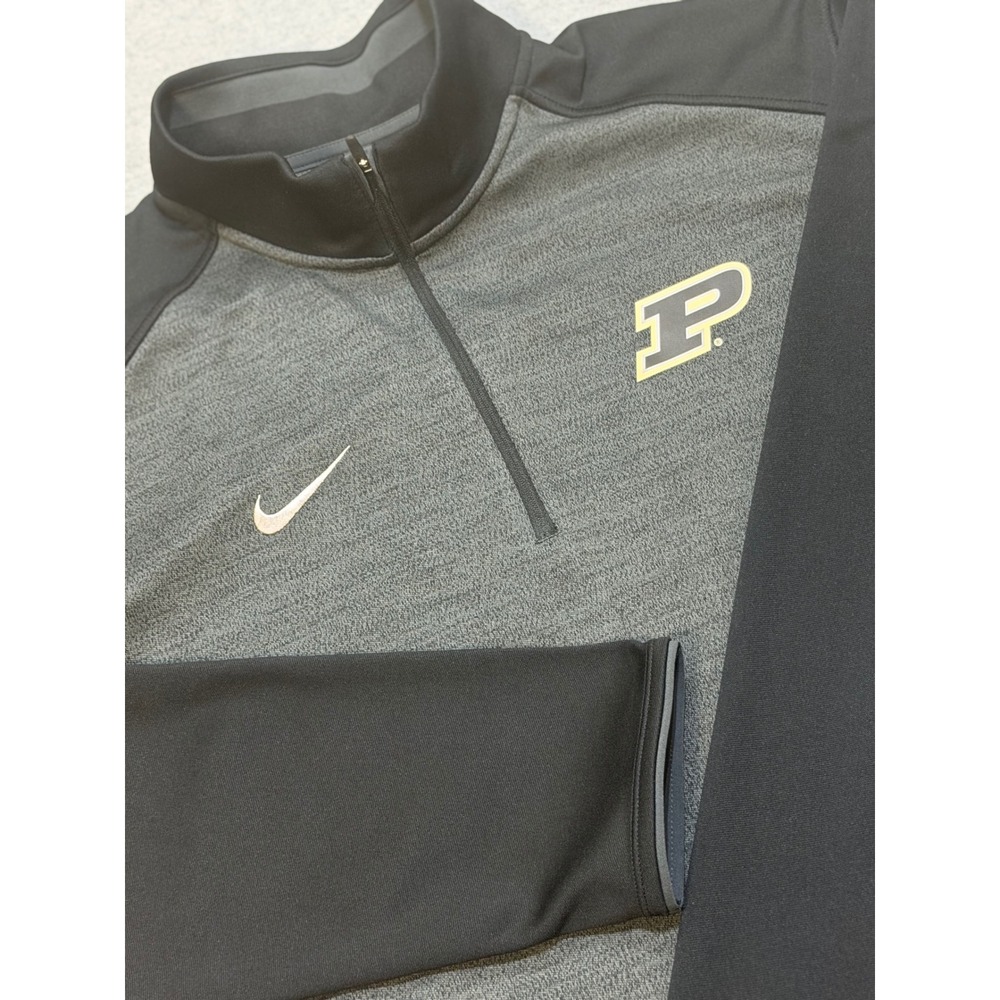 Nike Purdue Boilermakers Mens Coaches 1/2 Zip‎ Top Dri-FIT Grey Black XL M-53443